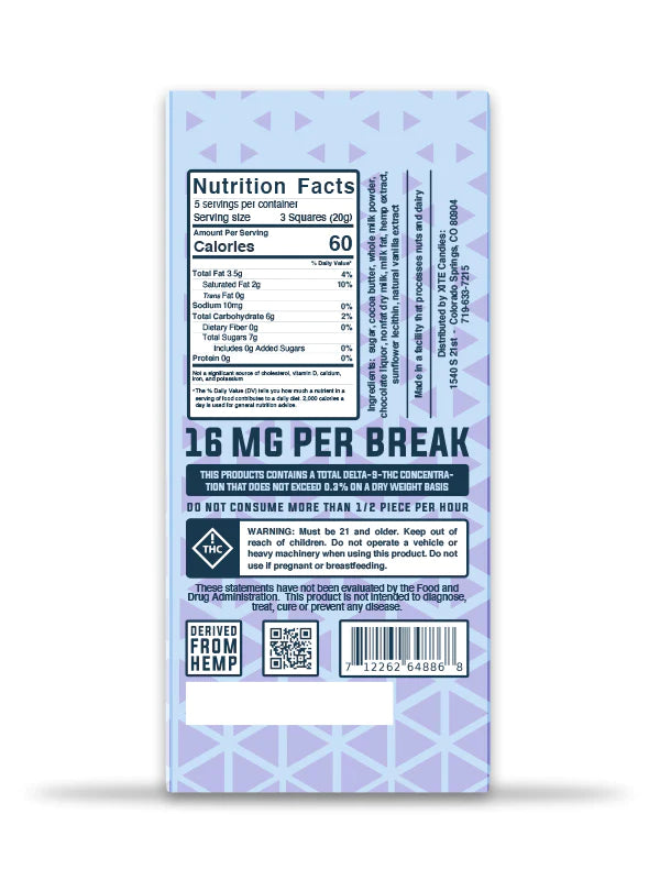 XITE 1:1 CBD/THC Delta 9 Chocolate Bar 300mg